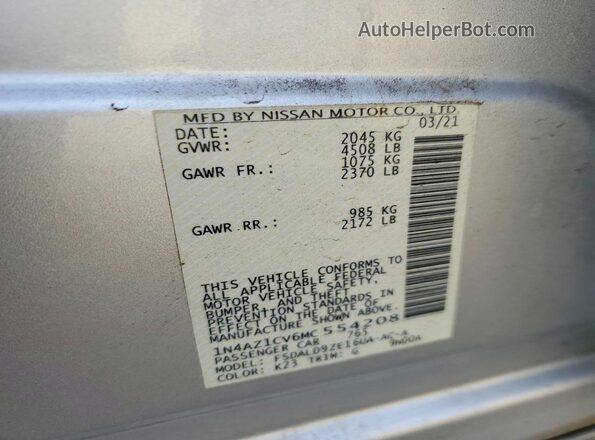 1N4AZ1CV6MC554208 2021 NISSAN LEAF Silver Widok komory silnika