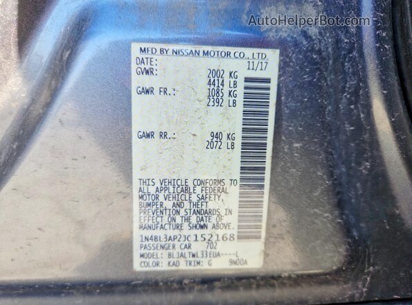 1N4BL3AP2JC152168 2018 NISSAN ALTIMA Gray 