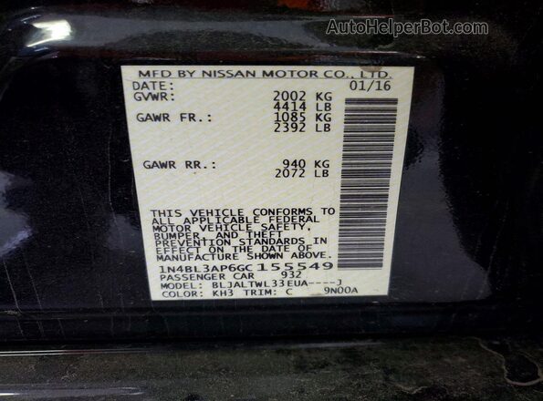 1N4BL3AP6GC155549 2016 NISSAN ALTIMA Black 