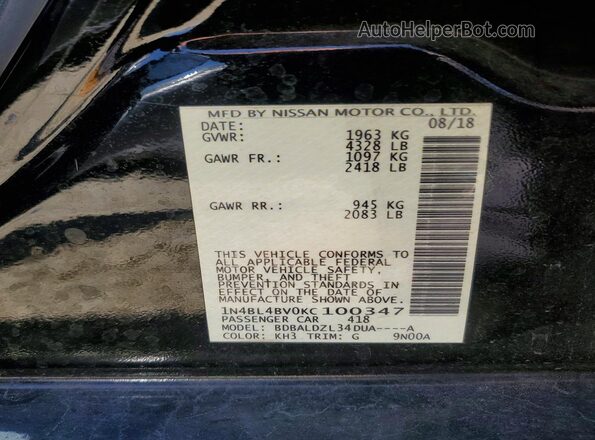 1N4BL4BV0KC100347 2019 NISSAN ALTIMA Black 