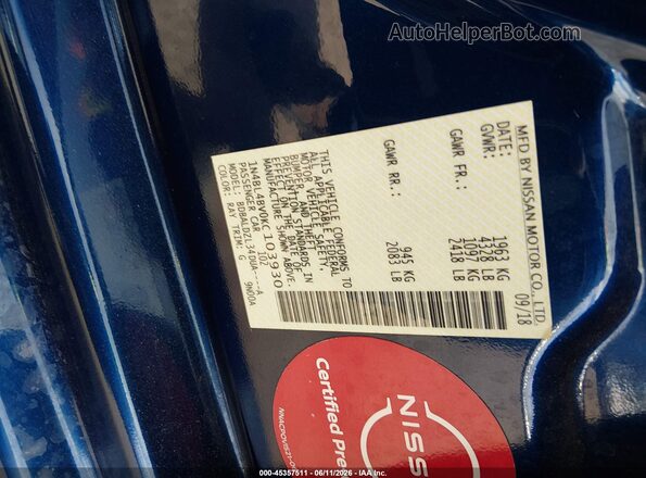 1N4BL4BV0KC103930 2019 NISSAN ALTIMA Blue Engine compartment view