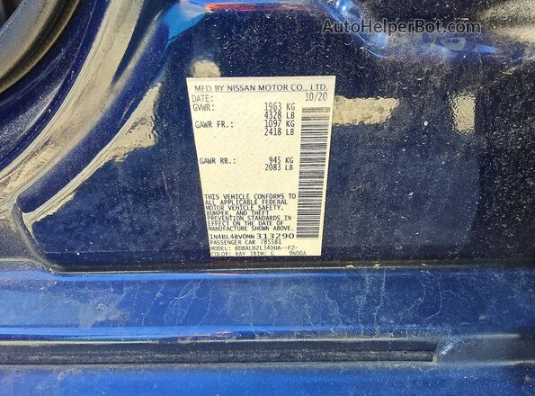 1N4BL4BV0MN313290 2021 NISSAN ALTIMA Blue ძრავის განყოფილების ხედი