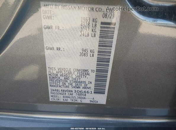 1N4BL4BV0RN306461 2024 NISSAN ALTIMA Black Widok komory silnika