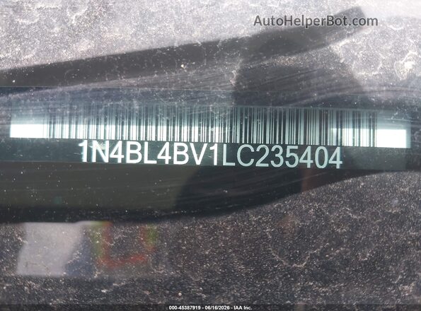 1N4BL4BV1LC235404 2020 NISSAN ALTIMA Gray Engine compartment view