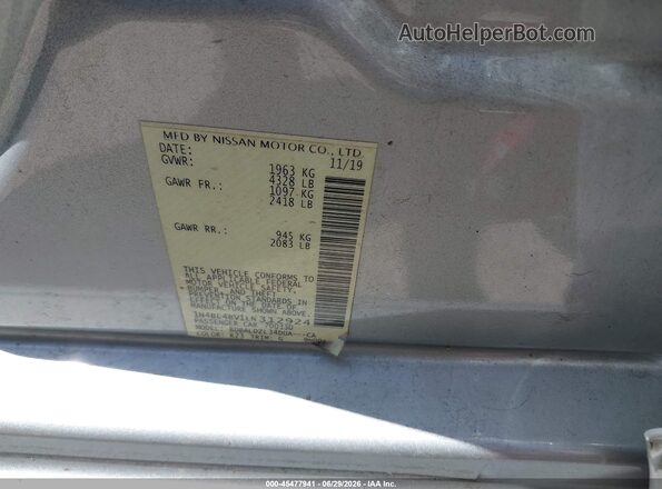 1N4BL4BV1LN312924 2020 NISSAN ALTIMA Серебряный Вид подкапотного пространства