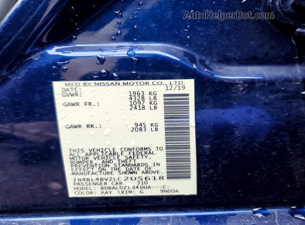 1N4BL4BV2LC205618 2020 NISSAN ALTIMA Blue 