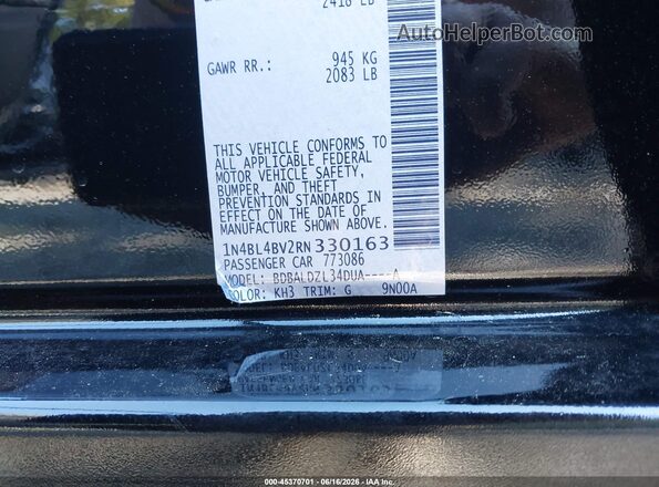 1N4BL4BV2RN330163 2024 NISSAN ALTIMA Black Вид підкапотного простору