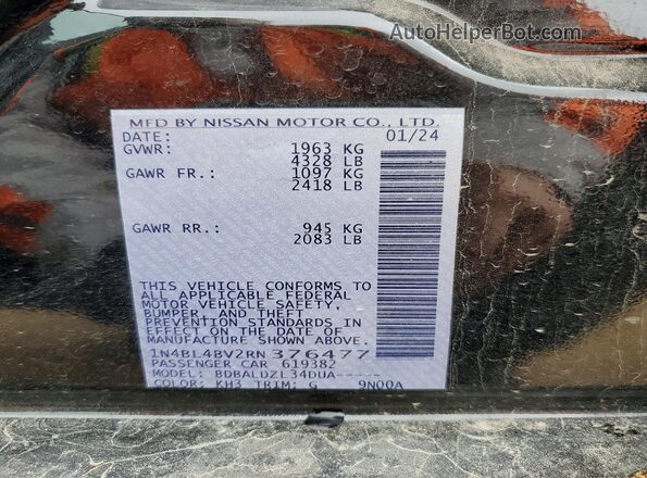 1N4BL4BV2RN376477 2024 NISSAN ALTIMA Черный Вид подкапотного пространства