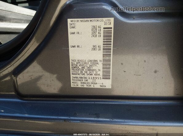 1N4BL4BV3KC118955 2019 NISSAN ALTIMA Pewter Вид підкапотного простору