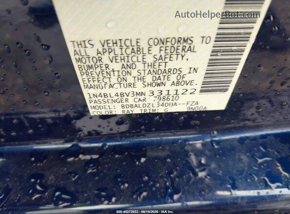 1N4BL4BV3MN331122 2021 NISSAN ALTIMA Синий Вид подкапотного пространства