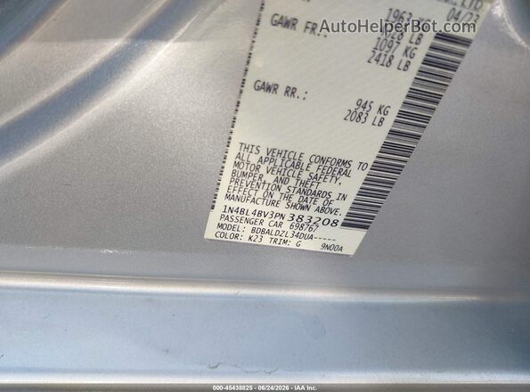 1N4BL4BV3PN383208 2023 NISSAN ALTIMA Серебряный Вид подкапотного пространства