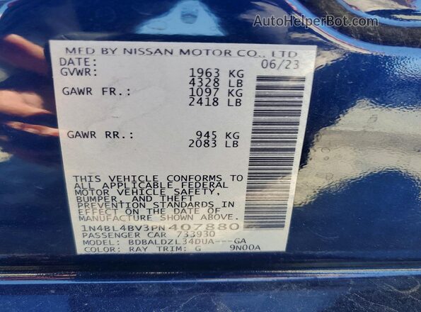 1N4BL4BV3PN407880 2023 NISSAN ALTIMA Blue 