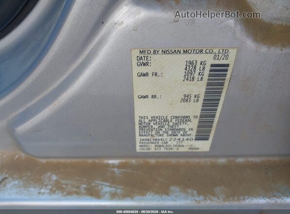 1N4BL4BV4LC224140 2020 NISSAN ALTIMA Silver Vista del compartimento del motor