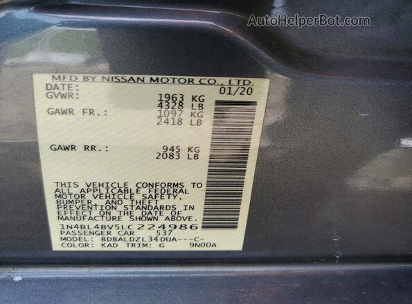1N4BL4BV5LC224986 2020 NISSAN ALTIMA Gray Engine compartment view