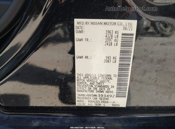 1N4BL4BV5MN393492 2021 NISSAN ALTIMA Black Շարժիչի բաժամունքի տեսք