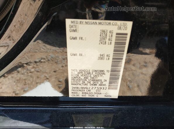1N4BL4BV6LC275932 2020 NISSAN ALTIMA Black Vista del compartimento del motor
