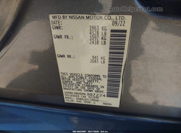 1N4BL4BV6PN307224 2023 NISSAN ALTIMA Gray Շարժիչի բաժամունքի տեսք
