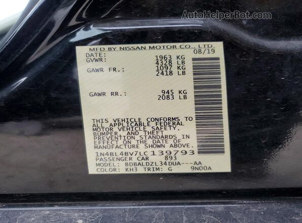 1N4BL4BV7LC139793 2020 NISSAN ALTIMA Черный Вид подкапотного пространства