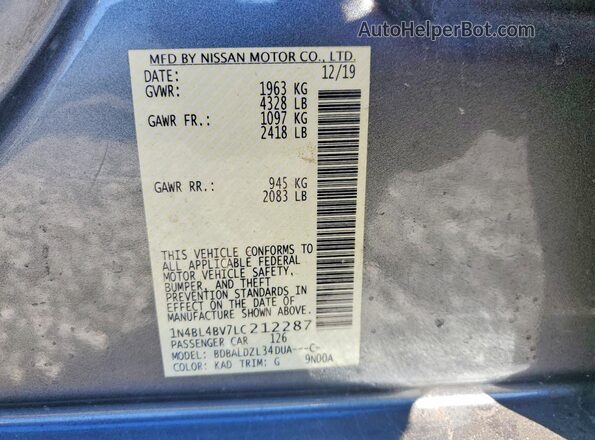 1N4BL4BV7LC212287 2020 NISSAN ALTIMA Gray Vista del compartimento del motor