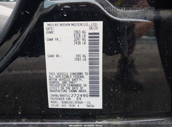 1N4BL4BV7LC272490 2020 NISSAN ALTIMA Black Vista del compartimento del motor