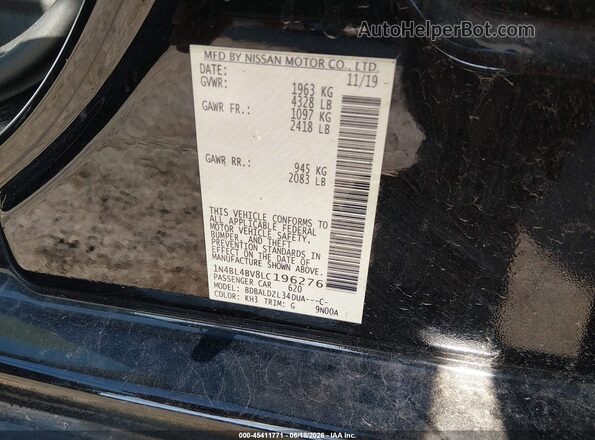 1N4BL4BV8LC196276 2020 NISSAN ALTIMA Черный Вид подкапотного пространства