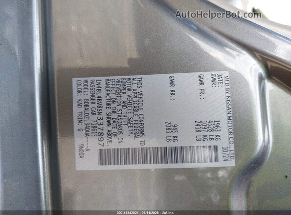 1N4BL4BV8SN337897 2025 NISSAN ALTIMA Gray Vista del compartimento del motor