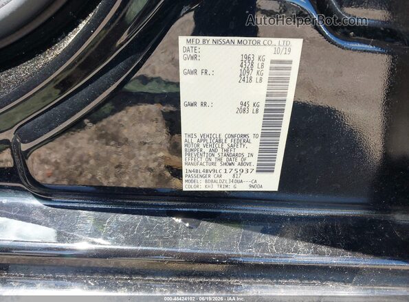 1N4BL4BV9LC175937 2020 NISSAN ALTIMA Black Engine compartment view