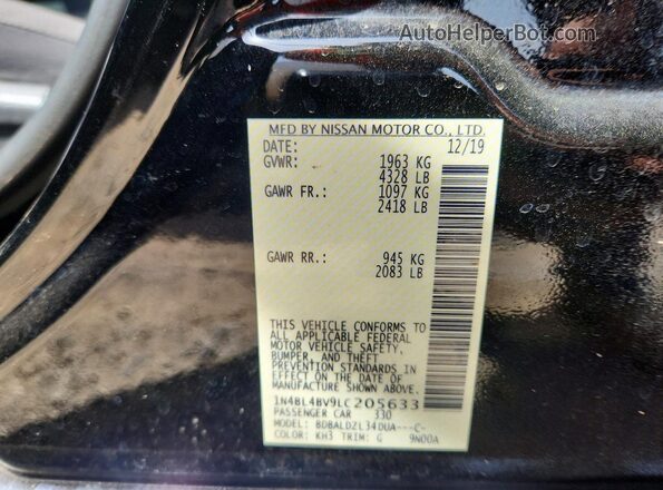 1N4BL4BV9LC205633 2020 NISSAN ALTIMA Black Engine compartment view