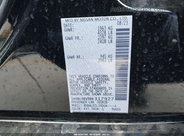 1N4BL4BV9RN317927 2024 NISSAN ALTIMA Черный Вид подкапотного пространства