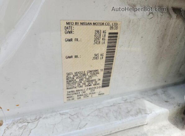 1N4BL4BVXLC280910 2020 NISSAN ALTIMA White Vista del compartimento del motor