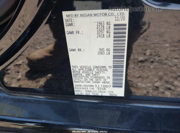 1N4BL4BVXMN317007 2021 NISSAN ALTIMA Black Vista del compartimento del motor