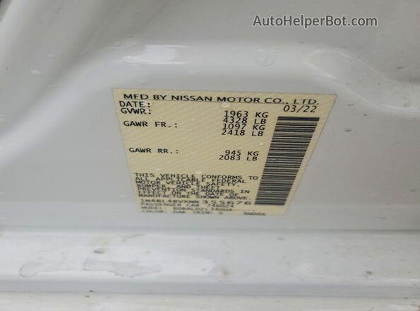 1N4BL4BVXNN355676 2022 NISSAN ALTIMA White 