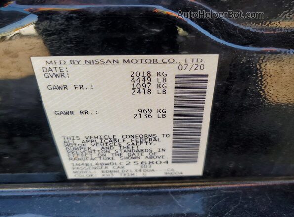 1N4BL4BW0LC256804 2020 NISSAN ALTIMA Black 
