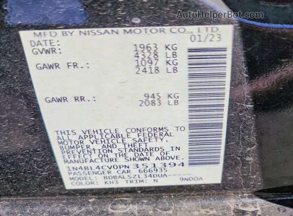 1N4BL4CV0PN351394 2023 NISSAN ALTIMA Black 