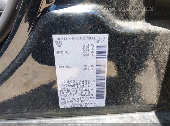 1N4BL4CV0RN372801 2024 NISSAN ALTIMA Black Vista del compartimento del motor
