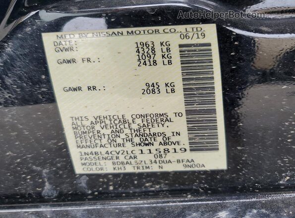1N4BL4CV2LC115819 2020 NISSAN ALTIMA Black ძრავის განყოფილების ხედი