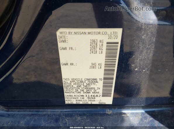 1N4BL4CV2MN314682 2021 NISSAN ALTIMA Синий Вид подкапотного пространства