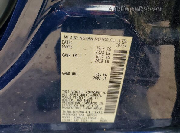 1N4BL4CV2MN413101 2021 NISSAN ALTIMA Blue 