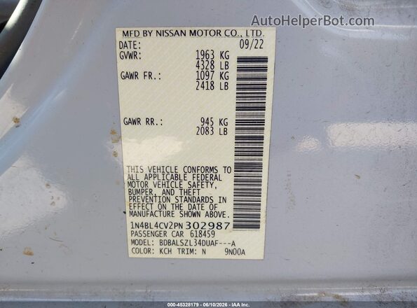1N4BL4CV2PN302987 2023 NISSAN ALTIMA Light Blue ძრავის განყოფილების ხედი