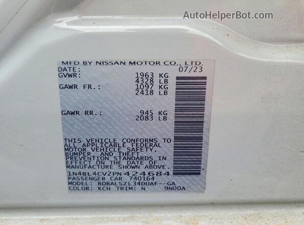 1N4BL4CV2PN424684 2023 NISSAN ALTIMA Gray Вид підкапотного простору