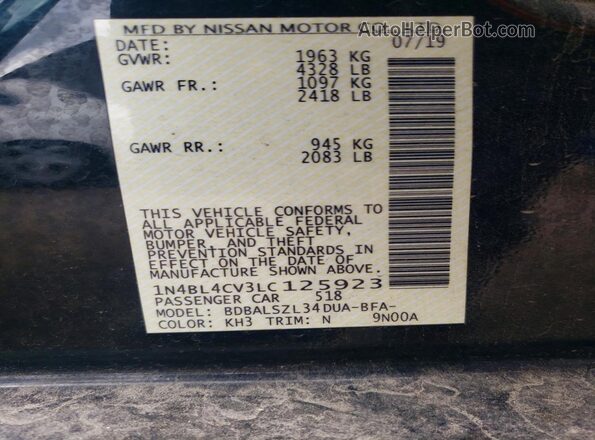 1N4BL4CV3LC125923 2020 NISSAN ALTIMA Black 
