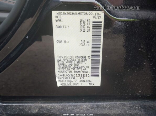 1N4BL4CV3LC153852 2020 NISSAN ALTIMA Black Engine compartment view