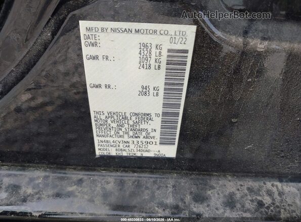 1N4BL4CV3NN335901 2022 NISSAN ALTIMA Black Շարժիչի բաժամունքի տեսք