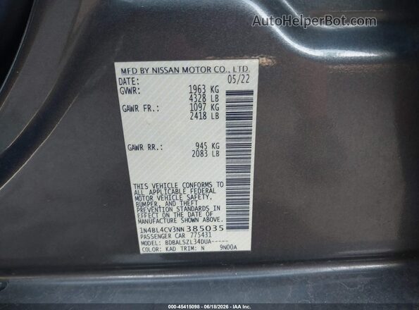 1N4BL4CV3NN385035 2022 NISSAN ALTIMA Gray Вид підкапотного простору