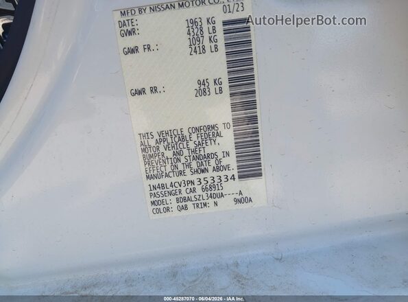 1N4BL4CV3PN353334 2023 NISSAN ALTIMA White Շարժիչի բաժամունքի տեսք