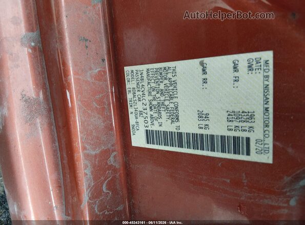 1N4BL4CV4LC237503 2020 NISSAN ALTIMA Orange Engine compartment view