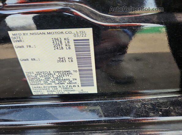 1N4BL4CV4NN357681 2022 NISSAN ALTIMA Black 