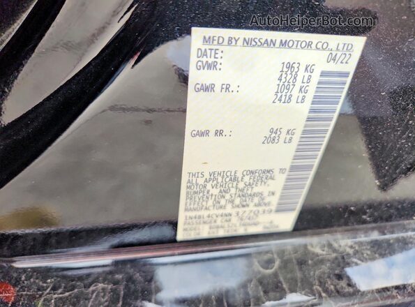 1N4BL4CV4NN377039 2022 NISSAN ALTIMA Черный Вид подкапотного пространства