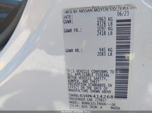 1N4BL4CV4PN414268 2023 NISSAN ALTIMA Cream Engine compartment view
