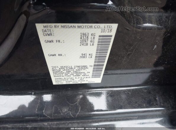 1N4BL4CV5KC125288 2019 NISSAN ALTIMA Black Engine compartment view